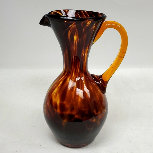 Other - Vintage tortoise shell heavy glass pitcher/vase